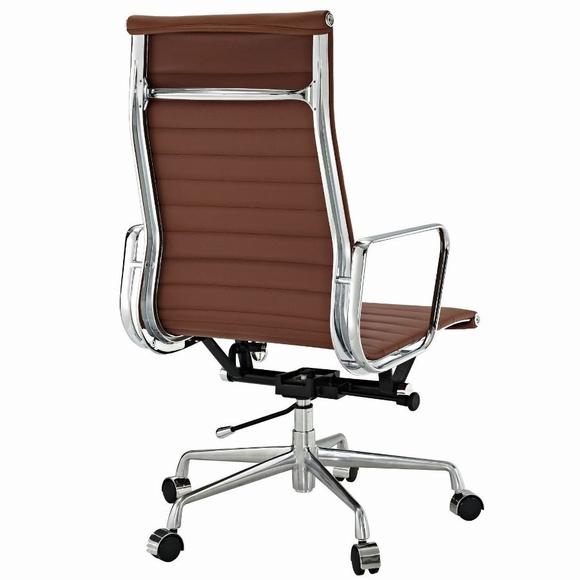 Eames  Thin Pad Office Chair Brown Leather - Replica - High Back - DECOMICA