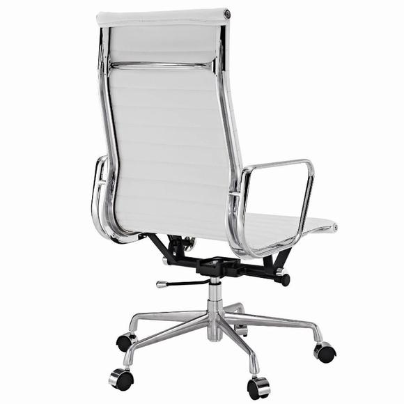 Eames  Thin Pad Office Chair White Leather - Replica - High Back - DECOMICA