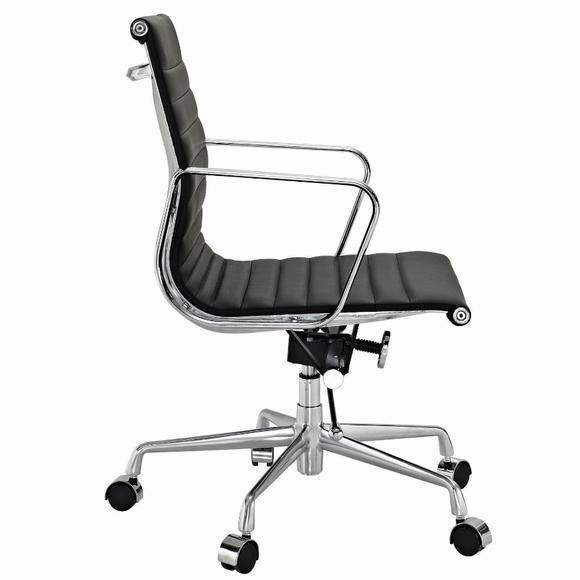 Eames  Thin Pad Office Chair Black Leather - Replica - Low back - DECOMICA