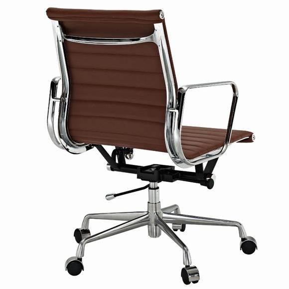 Eames  Thin Pad Office Chair Brown Leather - Replica - Low back - DECOMICA