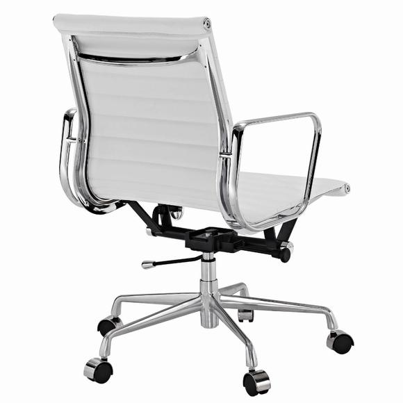 Eames  Thin Pad Office Chair White Leather - Replica - Low back - DECOMICA