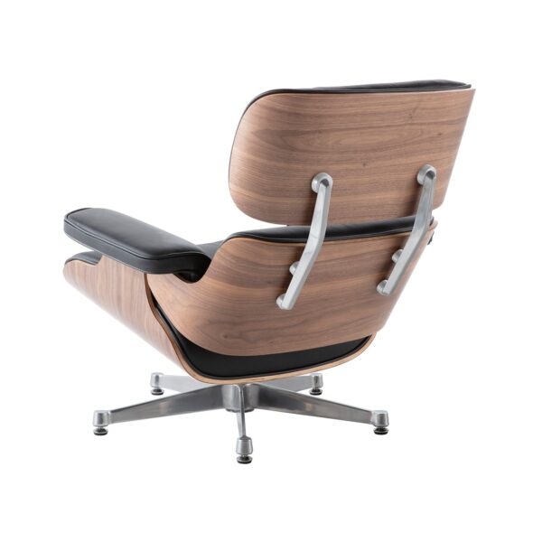Charles Eames Replica Lounge Chair And Ottoman - Black - Walnut wood - Chrome Base - DECOMICA