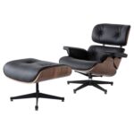 Charles Eames Replica Lounge Chair And Ottoman - Black - Walnut wood - elephant Base - DECOMICA