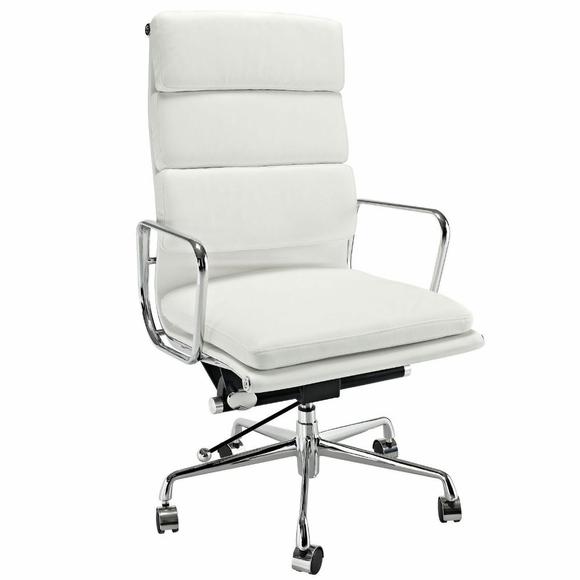 Eames Soft Pad High Back EA219 Office Chair Replica - White Leather - DECOMICA
