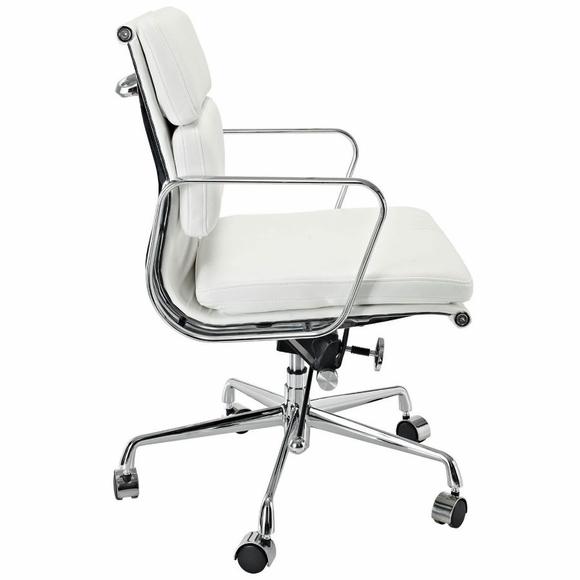 Eames  Softpad Office Chair White Leather - Replica - Low back - DECOMICA