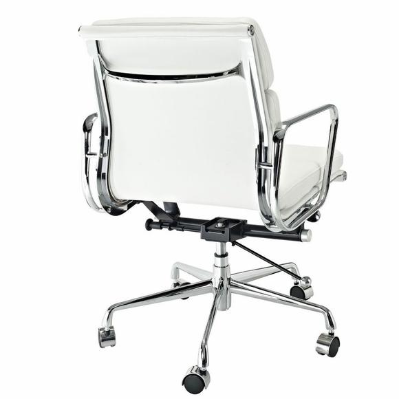 Eames  Softpad Office Chair White Leather - Replica - Low back - DECOMICA