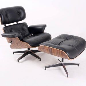 Classic Charles Eames  Lounge Chair And Ottoman Replica Black Leather Rose Wood - DECOMICA