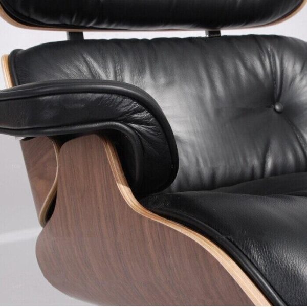 Classic Charles Eames  Lounge Chair And Ottoman Replica Black Leather Wallnut Wood - DECOMICA