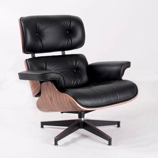 Classic Charles Eames Lounge Chair And Ottoman Replica Black Leather Rose Wood
