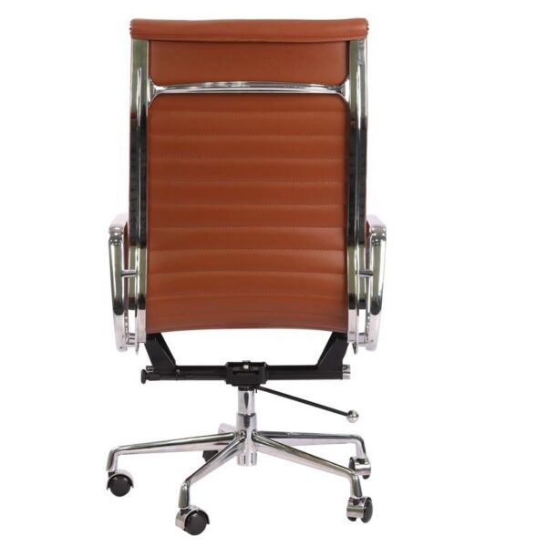 Eames  Thin Pad Office Chair Tan Brown Leather - Replica - High Back - DECOMICA