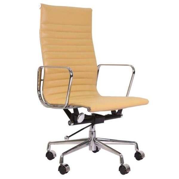 Eames  Thin Pad Office Chair Camel Leather - Replica - High Back - DECOMICA