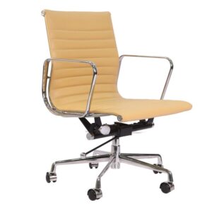Eames  Thin Pad Office Chair Camel Leather - Replica - Low back - DECOMICA