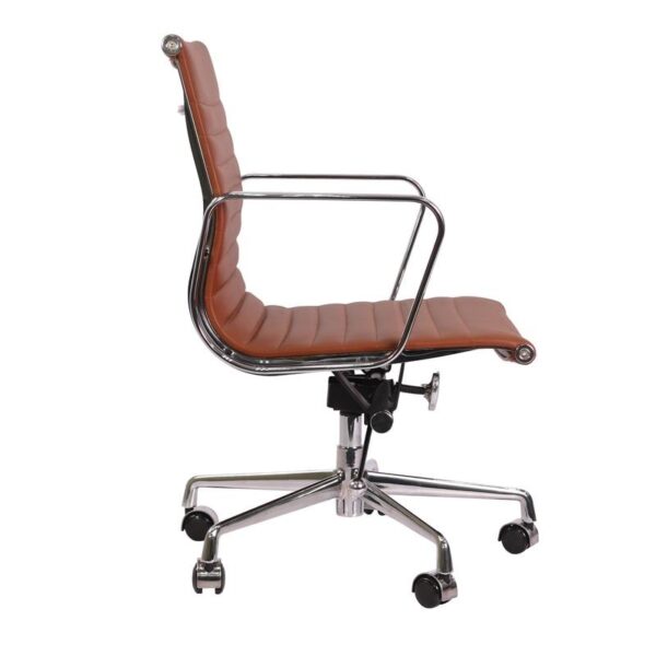 Eames  Thin Pad Office Chair Tan Brown Leather - Replica - Low back - DECOMICA