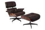 Classic Charles Eames  Lounge Chair And Ottoman Replica Brown Leather Rose Wood - DECOMICA