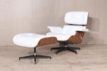 Classic Charles Eames  Lounge Chair And Ottoman Replica White Leather Rose Wood - DECOMICA