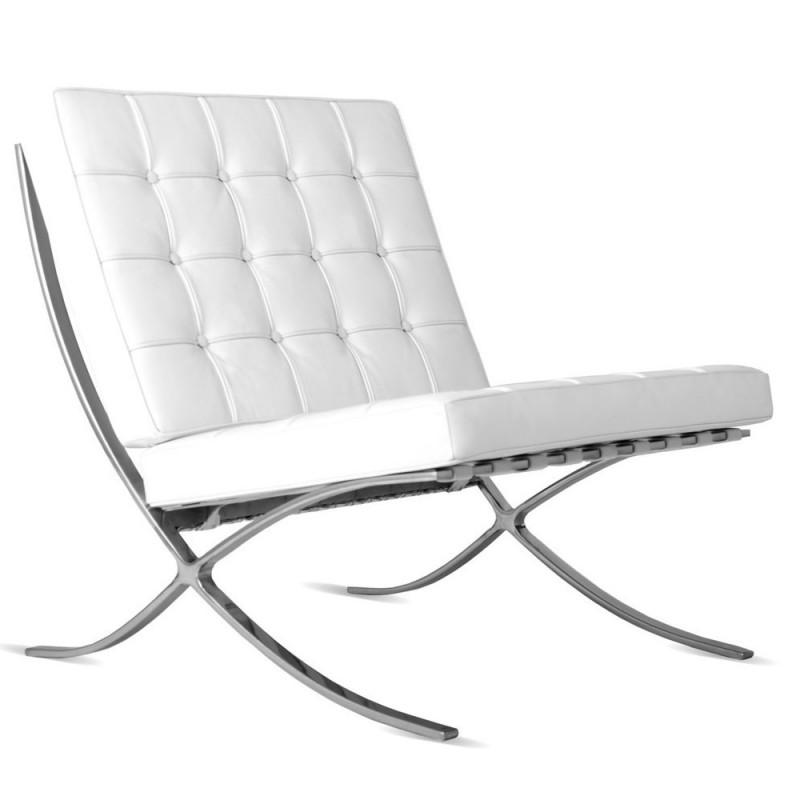 Premium Barcelona Chair White - Mies Van Der Rohe Replica - DECOMICA