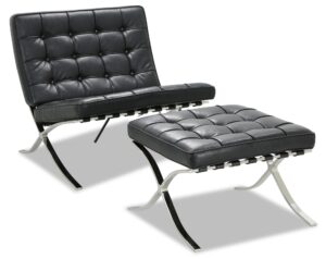 Premium Barcelona Chair and Ottoman Black - Mies Van Der Rohe Replica - DECOMICA