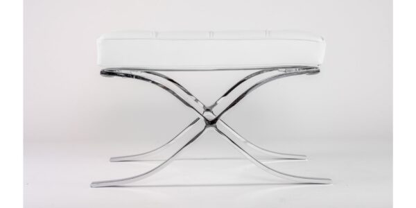 Premium Barcelona Chair and Ottoman White - Mies Van Der Rohe Replica - DECOMICA