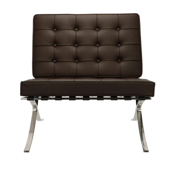 Premium Barcelona Chair Chocolate Brown - Mies Van Der Rohe Replica - DECOMICA