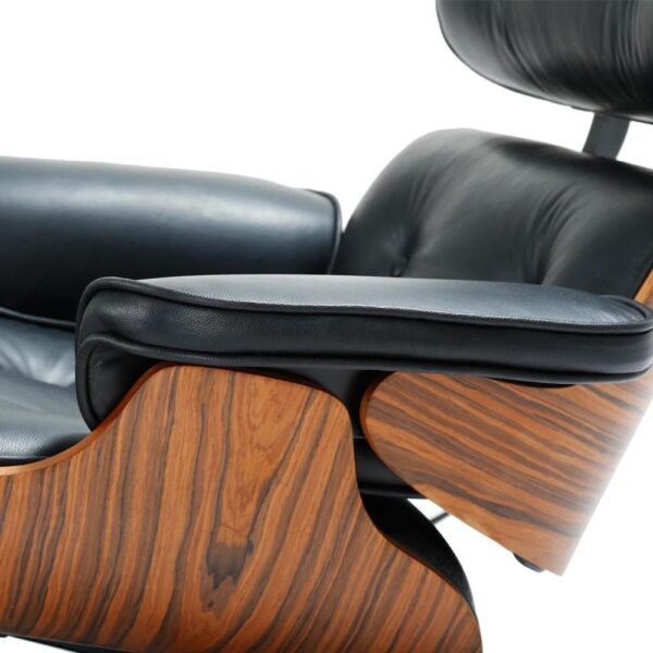 Classic Charles Eames  Lounge Chair And Ottoman Replica Black Leather Rose Wood - DECOMICA