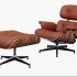 Classic Charles Eames Lounge Chair And Ottoman Replica Tan Brown Leather – Rose Wood Normal Base