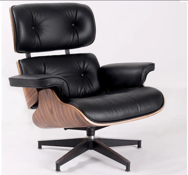 Eames Style Light Rosewood Lounge Chair Only – Black