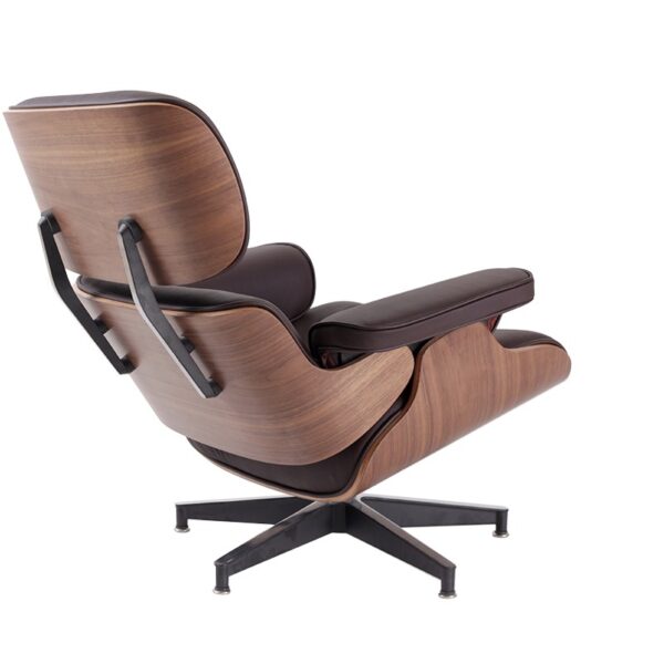 Classic Charles Eames Lounge Chair And Ottoman Replica Brown Leather Walnut Wood
